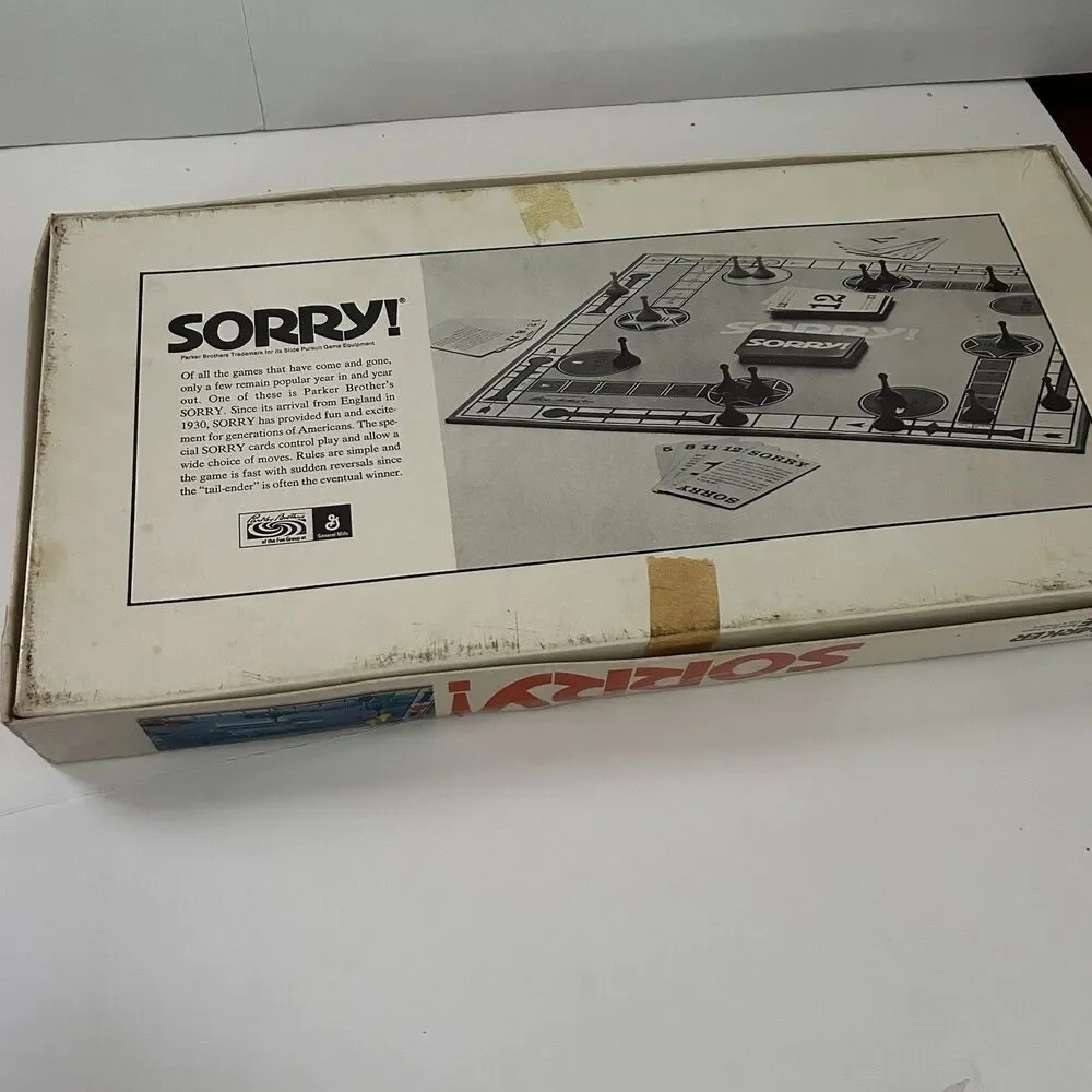 Vintage 1972 Sorry Board Game By Parker Brothers Complete Good Condition